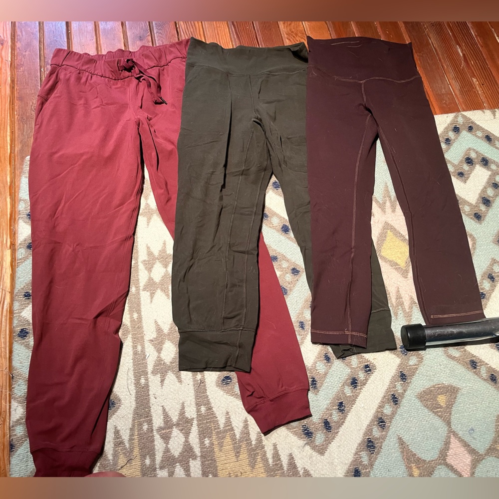 lululemon athletica Burgundy and Olive Joggers